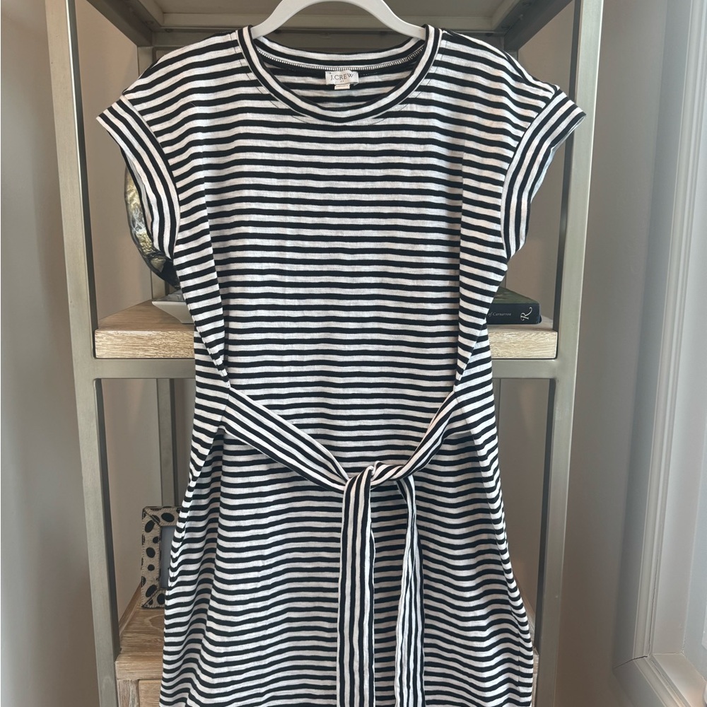 J. Crew Black and White Striped Mini Dress
